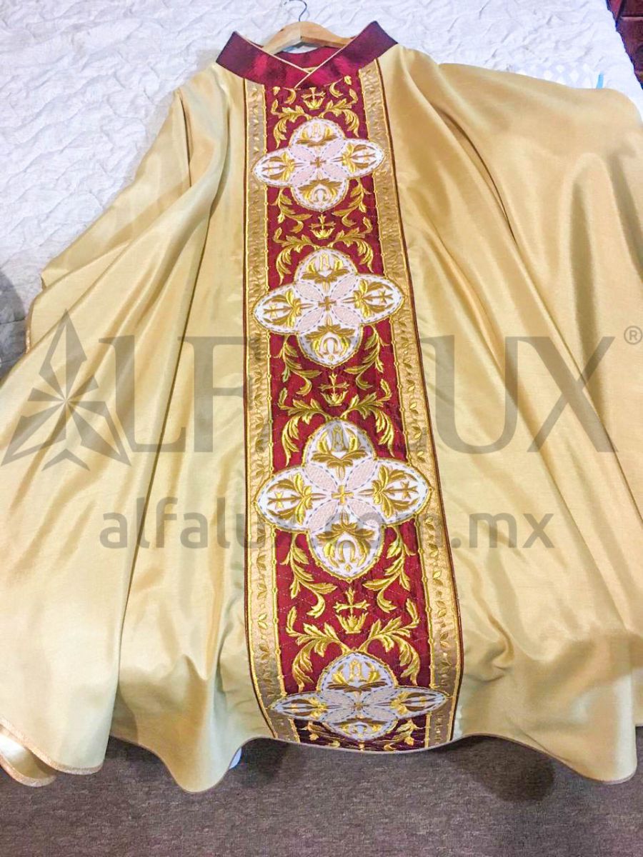 19 ORBIS ORO Cuello Bordado Dorado Shangtung